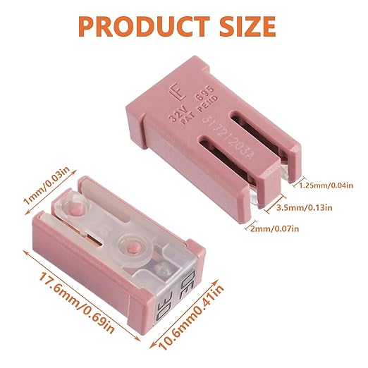 15A 20A 25A 30A 40A 50A 60A 32V Mini Slotted Automotive MCASE Shaped Cartridge Fuse Kit(Pack of 28pcs,4 for Each Model)