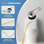 iFealClear Universal Metal Toilet Tank Flush Lever Replacement, Side Mount Toilet Handle Replacement Kit, Solid Brass Toilet Trip Lever Fits Most Toilets, Stainless Steel Chain, Brushed Nickel