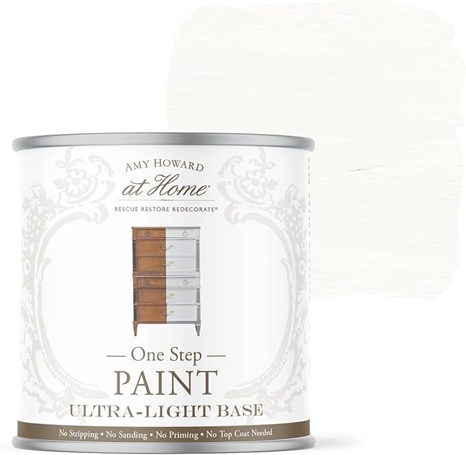 AMY HOWARD AT HOME Chalk-Based One Step Paint for Furniture, Cabinetry, Decor, Finish, and More | No Stripping, Sanding, or Priming | Ultra-Light Base | 32 Ounce | Ballet White