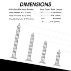 100 PCS #8X1 Stainless Steel Phillips Flat Head Wood Screws,Stainless Steel 18-8 A2(304) Screw,Home Screw Kit by QISHENG