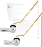Hygie Rinse Metal Toilet Handle Lever Flush Replacement, 2PCS Universal Side Mount Toilet Handle with Stainless Steel Flapper Chains, Toilet Repair Kit, Chrome