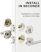 Asidrama Premium Satin Nickel Zinc-Alloy Front Door Lock Set: Double Cylinder Deadbolt, Heavy Duty Security Handleset for Left/Right Exterior Doors, Universal Entry Locks (2 Pack)