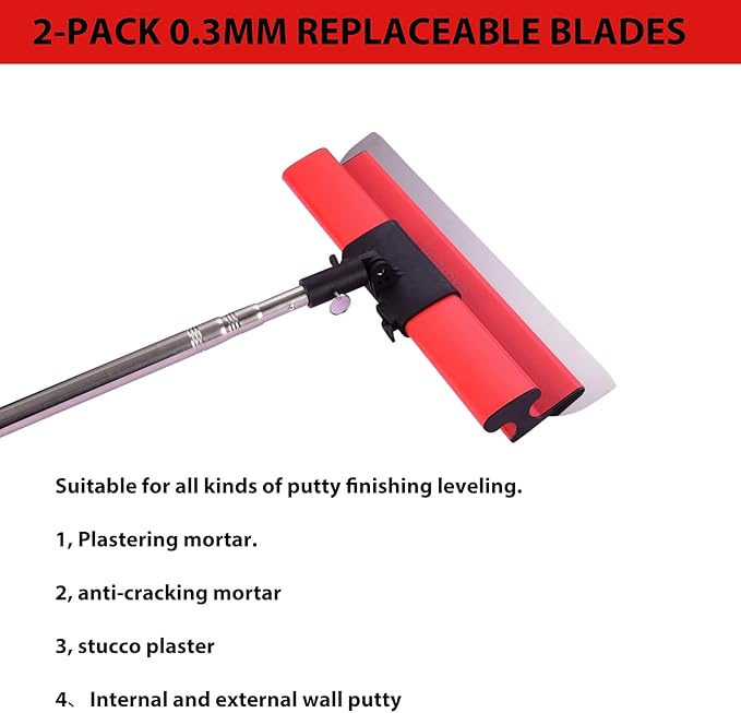Drywall Tools Skimming Blade with 9 inch Compound Roller - 10", 14", 24"& 32" 40" Blades with 2 Pack 0.3 mm Blades,Taping Knife, Arc Scraper, Construction Tools