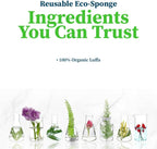 Truly Free Natural Cleaning Sponges, 100% Organic Luffa Dish Scrubber, Plant-Based Compostable Kitchen Dishwasher Sponge, Cleans Sink, Grout & Tile, Non Scratch Scouring Pad - 4.4 x 2.8 in, Pack of 3