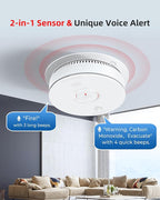 SITERWELL Hardwired Interconnected Smoke Detector Carbon Monoxide Detector Combo with 2 AA Batteries Back Up, 2 in 1 Smoke and CO Detector with Voice Alert, Smoke and CO Alarm with Self-Check, 3 Pack