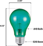 Westinghouse Lighting 0344420 25 Watt A19 Transparent Green Color Light Bulb, Incandescent Party Bulb, Medium Base, 6 Pack