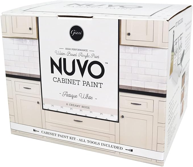 Nuvo Antique White Cabinet Makeover Kit - Easy DIY 7-Piece Set, Warm Cream, Long-Lasting Finish