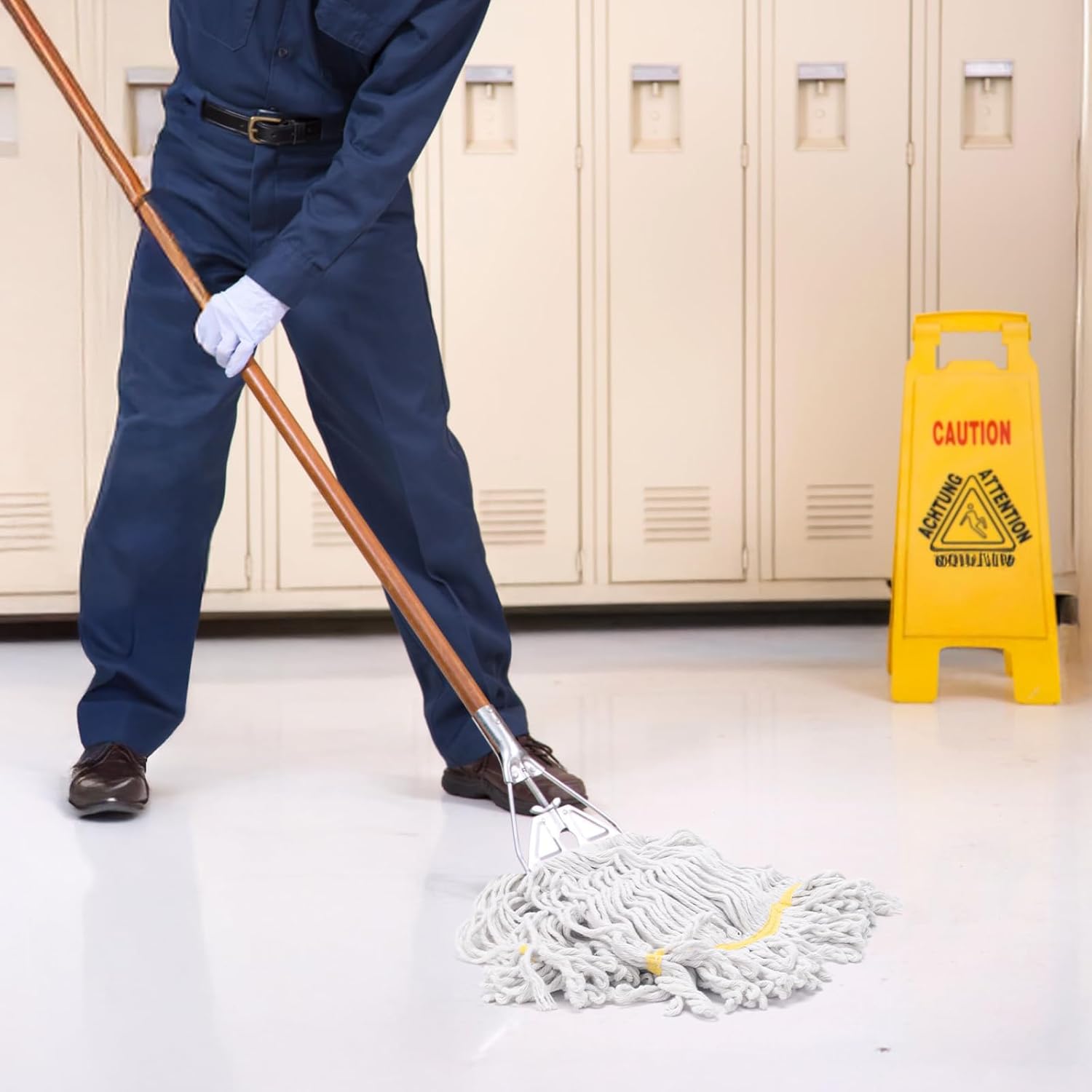 KeFanta 3 Pack Heavy Duty Commercial Mop Head Replacement,Wet Industrial Cotton Looped End String Mops Refill for Floor Cleaning,Yellow