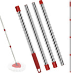 4 Section Stainless Spin Mop Replacement Handle for O Cedar Spin Mop Handle for Ocedar Spin Mop Handles Adjustable 30" to 58" Mop Stick Pole to Various Floor Clean, Universal Screw Joint (No Mop Head)