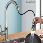 Touch-Less Kitchen Faucet, 3 Modes Pull Down Sprayer,LED Temperature Control,Sensor Activated,Ceramic Valve, 360-Degree Rotation,1 or 3 Hole Deck Plate.10-Year Warranty. (KW-78SN,Brushed Nickel)