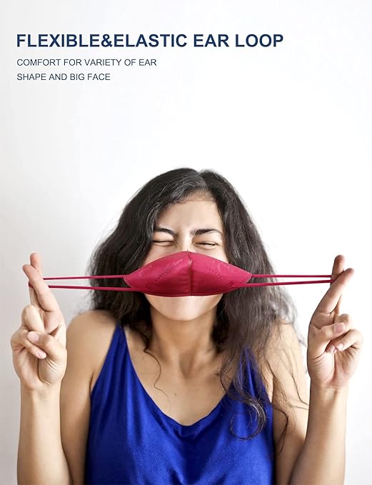 HUHETA KN95 Face Mask, 30 Pack Individually Wrapped, 5-Ply Breathable and Comfortable Safety Mask, Filter Efficiency Over 95%, Protective Cup Dust Masks Against PM2.5 (Multicolored Mask)