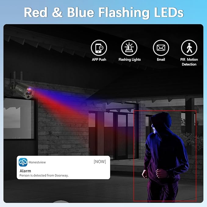 【130° Wide Angle & 2-Way Audio】 Outdoor Wireless Security Camera System, Wireless Cameras for Home Security, WiFi Video Surveillance Systems DVR Kits