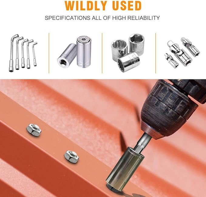 3-Piece Socket Adapter Extension Set, 1/4, 3/8, 1/2 Inch Hex Shank, Impact Grade, Power Drill to Socket Converter