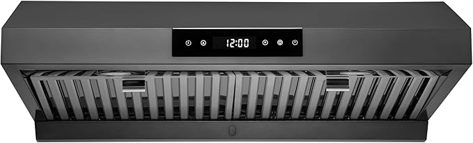 Hauslane Range Hood 30 Inch Under Cabinet Range Hood Black Stainless Steel Hood Vent Hood 30 Inches, Stove Vent Hood for Kitchen, Kitchen Vent Hoods 30 Inch with LED Chef Series PS18