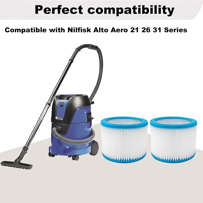 HEPA Replacement Cartridge Filter with Reinforced Metal Mesh Core, Compatible with Nilfisk ALTO Aero 21 26 31 Wet Dry Vacuums