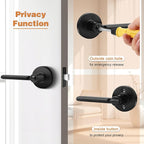 Probrico Privacy Door Handles for Bedroom and Bathroom Black Interior Door Handles, Keyless Privacy Door Lever Reversible, 5 Pack