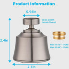 iFealClear Kitchen Sink Faucet Head, Swivel 360 Degree Faucet Sprayer Head with 4 Spray Modes, Big Angle Faucet Aerator Adapter Fits Female 55/64“ Male 15/16" for Bathroom/Kitchen/Rvs, Brushed Nickel
