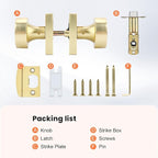 Haidms Gold Passage Door Knobs Interior, Zinc Alloy Brushed Gold Closet Door Knobs, Heavy Duty Round Brushed Brass Doorknobs for Hall Closet,Hallway(6 Pack)