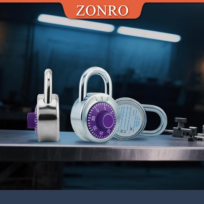 ZonRo Locks Combination Padlock, Fixed Dial Combination Padlock 24 Pack,3 Digit Code Standard Dial Combination, 2 in Wide. 3 in Height,Purple Turntable, Lock for Gym & Locker, School, Toolbox