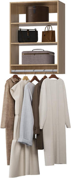 Medium Double Hanging Closet Unit, Modular Closet System, Wood Closet System Organizer with Storage for Walk In Closets, Clothing Rack Closet for Hanging Clothes, Bedroom, Wood, 22.5"W