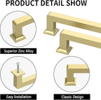 10 Pack 5"(128mm) Gold Cabinet Pulls Kitchen Cabinet Handles Drawer Pulls Cupboard Hardware for Cabinets CK0078