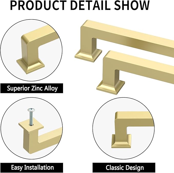 6 Pack 12.6"(320mm) Gold Cabinet Pulls Kitchen Cabinet Handles Drawer Pulls Cupboard Hardware for Cabinets CK0078