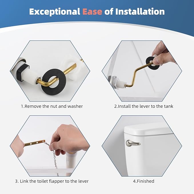 iFealClear Universal Metal Toilet Tank Flush Lever Replacement, Side Mount Toilet Handle Replacement Kit, Solid Brass Toilet Trip Lever Fits Most Toilets, Stainless Steel Chain, Brushed Nickel