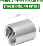 TAISHER 10PCS 304 Stainless Steel Cast Pipe Fitting, Coupling, 1" x 1" NPT Female Threaded