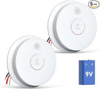 Jemay Smoke Detector, Photoelectric Smoke Alarm with 9V Backup Battery, Hardwired Interconnected Smoke Detectors, Fire Alarm with Test/Silence Button for Home, 2 Packs