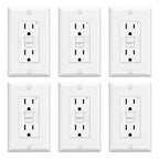 ELEGRP GFCI Outlet 15 Amp, Self-Test GFI Electrical Outlet with Narrow Design, GFCI Receptacle with LED Indicator, UL Listed, White, Wall Plate Included, 6 Pack