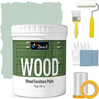 DWIL Matte Finish Furniture Paint - 32 Oz Wood Paint for Cabinets, Doors, Tables, and Dressers Refinishing - Water-Based, Non-Toxic & Odorless, Easy to Apply(Organza Green)-With Tools