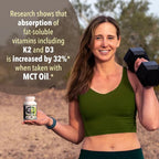 Vegan Vitamin K2+D3 | 440 mcg All-Trans MK-7 440mcg from Peas + 1000IU Vitamin D3 from Chlorella + MCT Coconut Oil for max Absorption | 90 Capsules, 100% Vegan, Non-GMO