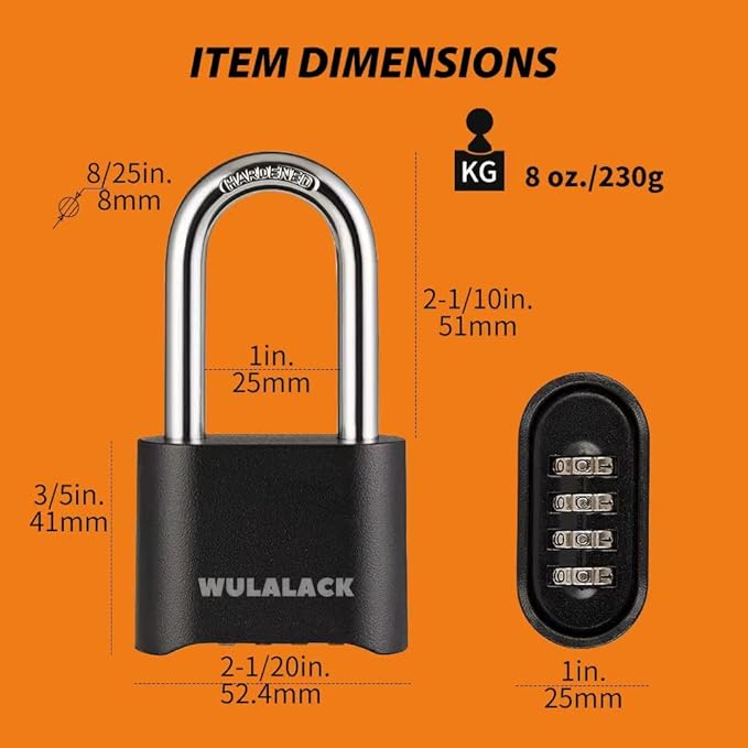 Outdoor Combination Lock, Heavy Duty Weatherproof Pad Locks with Code, Resettable Padlock Combination for Sheds Fence, Gate Hasps, Storage Unit