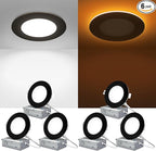 ZYC Canless LED Recessed Lighting 4 Inch 6 Pack 5CCT Ultra-Thin Downlight Lights with Night Light Mode,9W 800LM Dimmable Retrofit Wafer Recessed Ceiling Light,1800K to 5000K