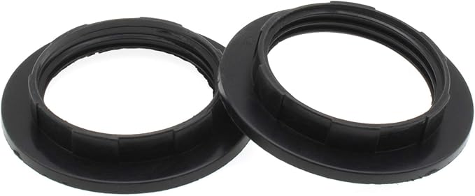 1-1/2 Inch Lamp Shade Collar Rings,FDXGYH 2pcs E26 Light Socket Ring Retainer Rings and Replacement Adapter(Black)