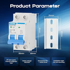 AC Miniature Circuit Breaker, 120V/240V 2 Pole 6 Amp DIN Rail Mount Circuit Breaker, MCB C6 Solar AC Disconnect Switch,Thermal Magnetic Trip