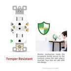 AIDA 10 Pack 15 Amp Outlet Duplex Electrical Receptacle Outlets,Power Outlet,Tamper Resistant,Heavy-Duty Receptacle, 2 Pole,3-Wire, Self-Grounding Clip, NEMA 5-15R,UL Listed,White