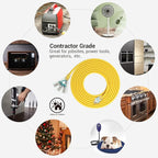 DEWENWILS 15 FT 12/3 Gauge Extension Cord Outdoor Tri-Tap Extension Cord Splitter, Heavy Duty Power Cable SJTW 15 Amp for Multiple Appliances, LED Lighted Plug, ETL Listed