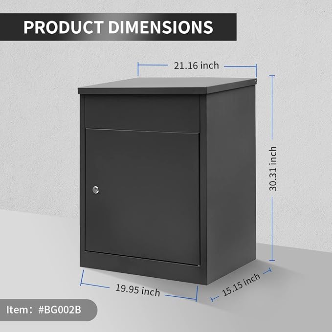 Package Delivery Boxes for Outside, Extra Large Mailbox for Parcel, Galvanized Steel Parcel Mailbox, Wall Mounted Lockable Anti-Theft for Porch,Curbside XL-Black