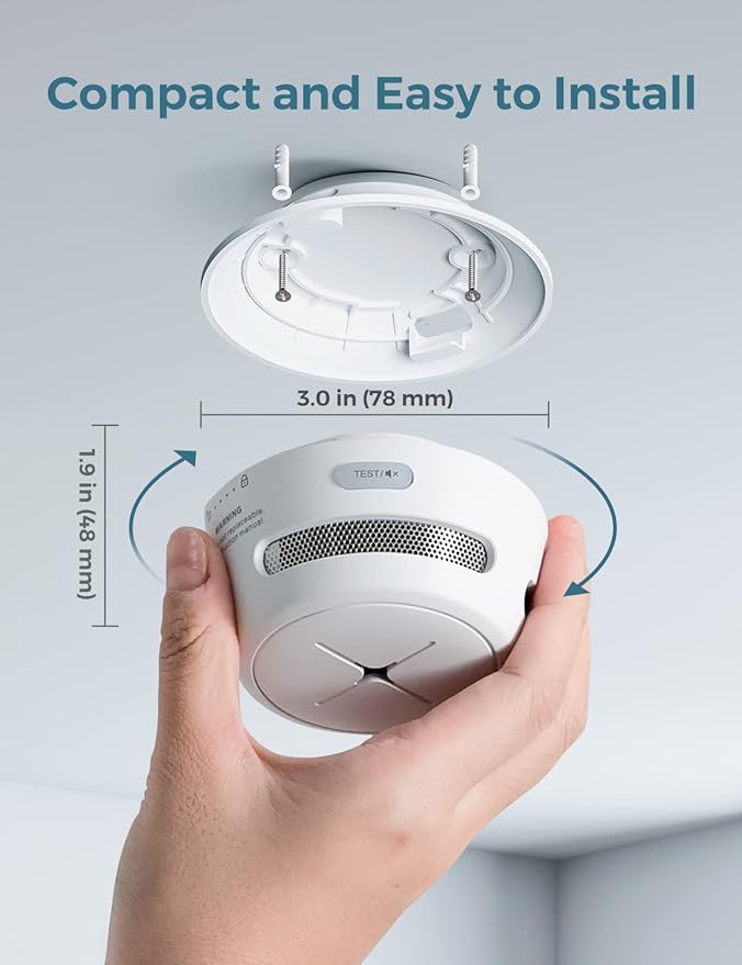 AEGISLINK Smoke Detector 10-Year Battery with Test/Silence Button, Fire Alarm with Photoelectric Sensor, Low Battery Warning, S500 (Independent, 10-Pack)