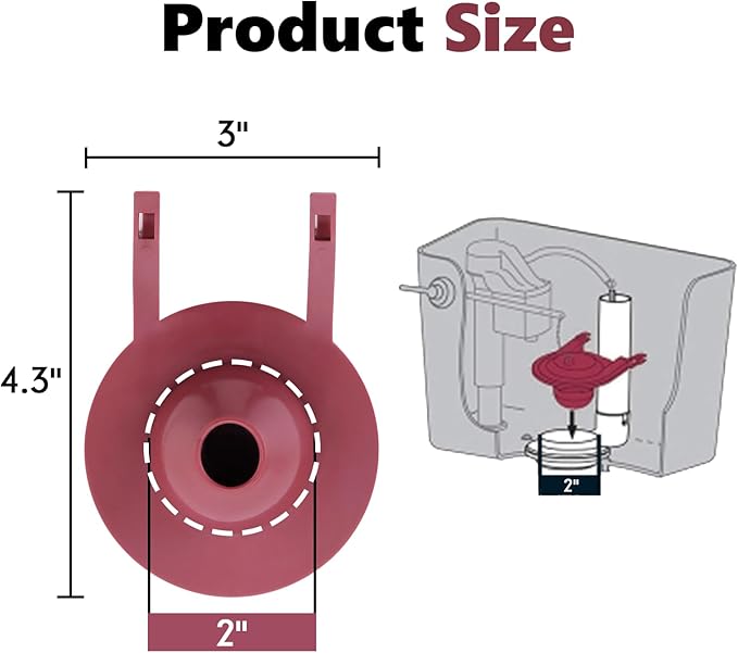 2-inch Universal Toilet Flapper, Rubber Seal Toilet Flapper Replacement Kit for Toilet Tank Compatible with American Standard, Kohler, Gerber, Toto Toilet 2 Pack (Red)