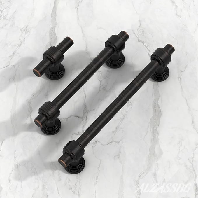 Alzassbg 10 Pack Oil Rubbed Bronze Cabinet Knobs, 1.9 Inch(49mm) Cabinet Handles Kitchen Hardware Straight Bar for Cabinets and Drawer AL3505ORB