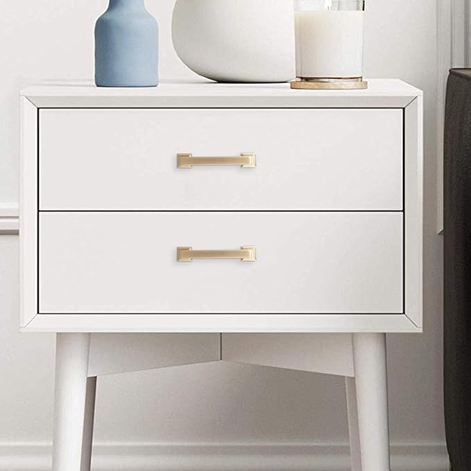 COTYKILEY 10 Pack 3 Inch(76mm) Brushed Brass Cabinet Handles Gold Kitchen Cabinet Pulls Cabinet Door Handles Kitchen Cabinet Hardware Cupboard Drawer Pulls Dresser Handles