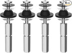Hibbent 4 PCS Universal Toilet Seat Bolts Kit, Heavy Duty Stainless Steel Toilet Bolts with Extra Long Downlock Nuts Rubber Washers Gaskets, Easy to Install -Bathroom Toilet Repair Screw