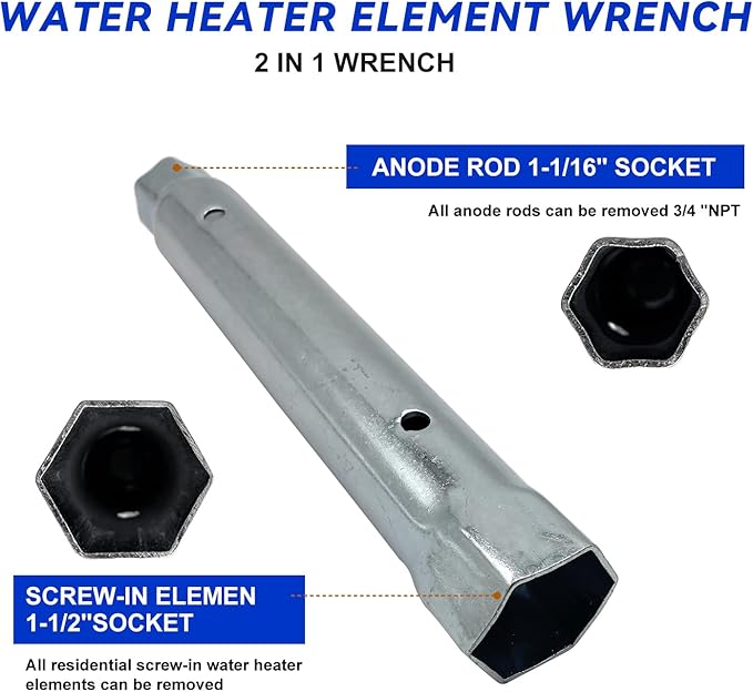 LONG TERM EWH-05 Electric Water Heater Tune-Up Kit, Includes 4500W 240V Water Heater Elements, Upper Thermostat, Lower Thermostat, Protective Covers, Elements Gaskets, Quick Change Tool, Two Wrench