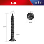 #8 x 1-1/4" Deck Screws (175Pcs) 1lb. Carbon Steel, Black, Flat Head, Rust Resistant epoxy Coated, with T25 Star Bit