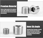 20 Pcs Stainless Steel Pipe Plug Fitting, 5 Sizes 1/8" 1/4" 3/8" 1/2" 3/4" NPT Male Internal Hex Thread Socket Pipe Plug Fitting Assortment Kit