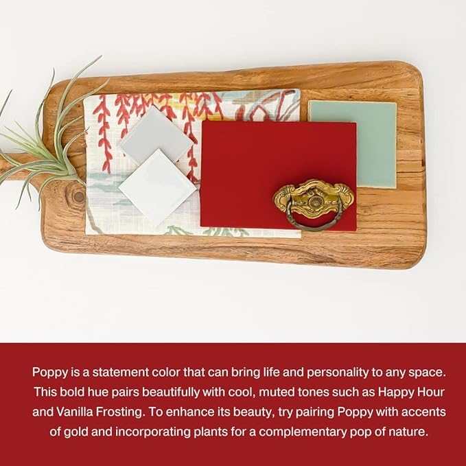 Country Chic All-in-One Chalk Paint for Furniture, Cabinets, Home Decor, Eco-Friendly, Matte Finish, Built-In Primer & Top Coat for Wood, Metal - Poppy (Bright Red) - 8 oz (237 ml)