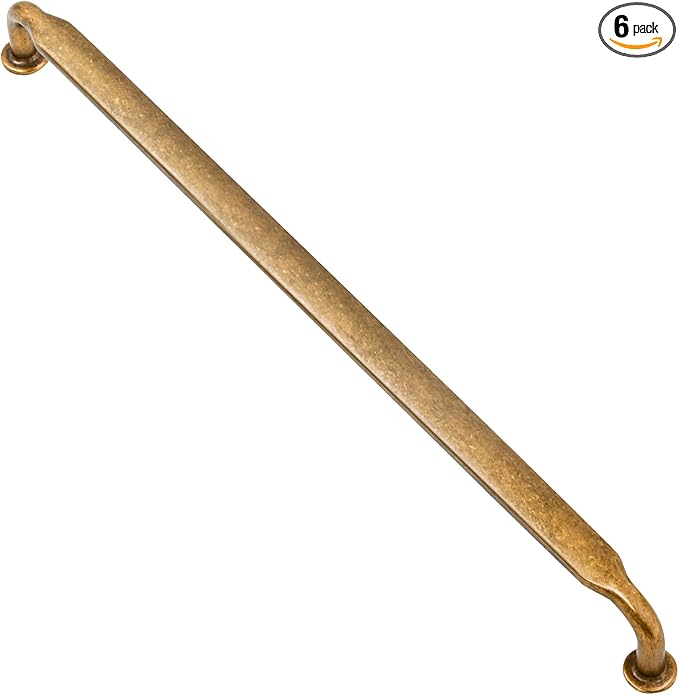Alzassbg 6 Pack Antique Brass Cabinet Handles, 10 Inch(254mm) Hole Centers Arch Modern Cabinet Pulls Kitchen Cabinets Hardware for Cabinets and Drawers AL3503AB