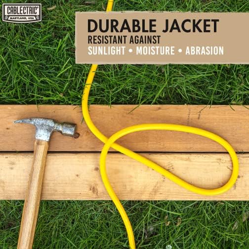 10 ft Heavy Duty Extension Cord with 3 Outlets, SJTW 10/3 Outdoor Extension Cord with Multiple Outlets 10ft with 3 Prongs Lighted Plug, 10ga Weatherproof Electric Cord, American Owned